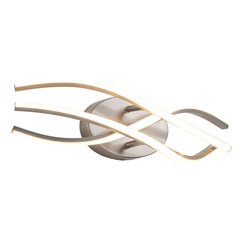 C Cattleya 19-Inch Modern Brushed Nickel LED Bathroom Vanity Light with Curved Wave Design