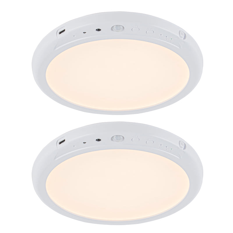 7.75 in. White Rechargeable Motion Sensor LED Flush Mount Ceiling Light with 3CCT and Dimmable Function
