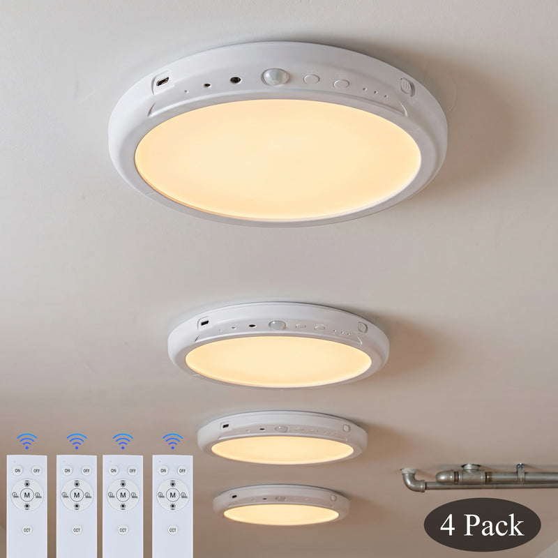 7.75 in. White Motion Sensor Rechargeable LED Ceiling Light with 3CCT Selectable and Timer