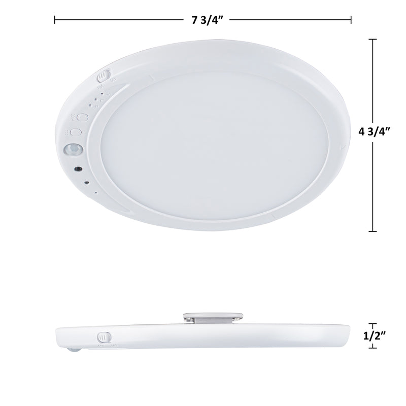 7.75 in. White Motion Sensor Rechargeable LED Ceiling Light with 3CCT Selectable and Timer