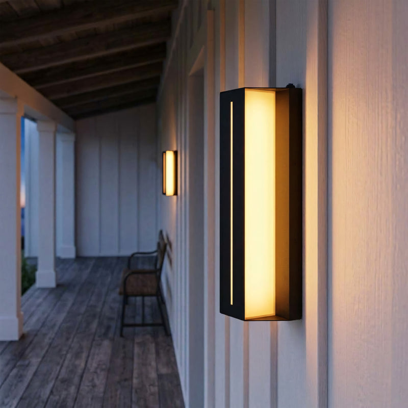 C Cattleya 14.75-Inch Dusk to Dawn Integrated LED Outdoor Wall Light with Tempered Glass,3000K Warm White (2-Pack)