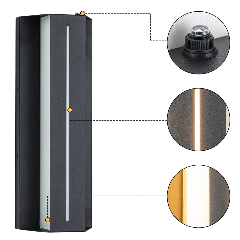 C Cattleya 14.75-Inch Dusk to Dawn Integrated LED Outdoor Wall Light with Tempered Glass,3000K Warm White (2-Pack)