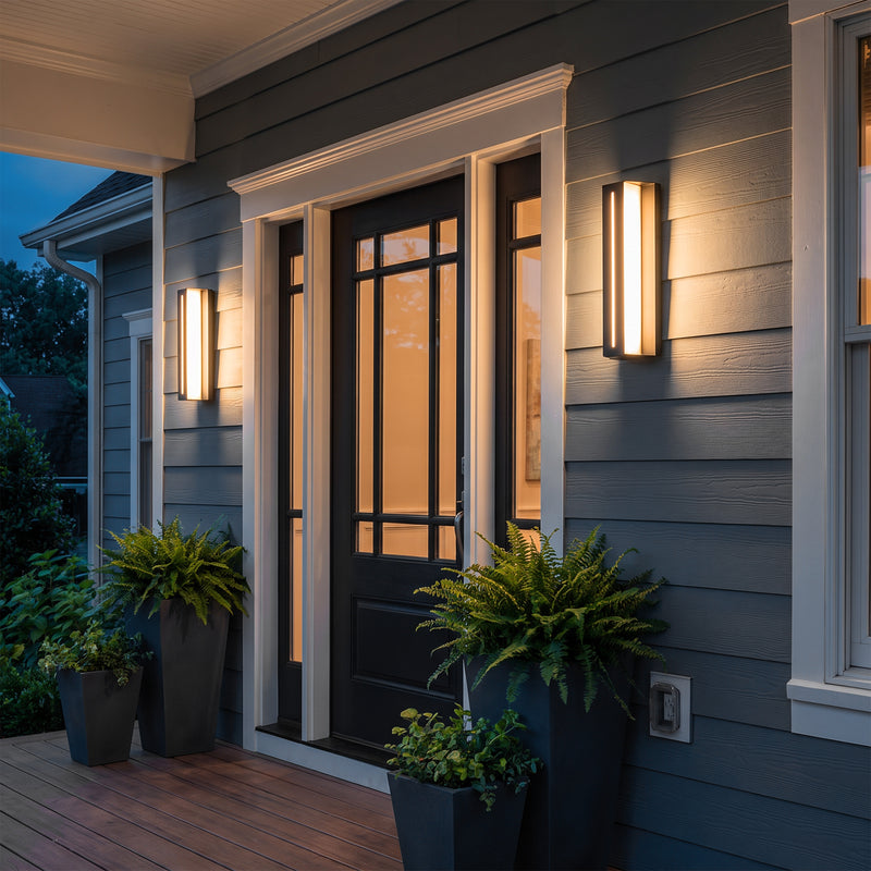C Cattleya 14.75-Inch Dusk to Dawn Integrated LED Outdoor Wall Light with Tempered Glass,3000K Warm White (2-Pack)