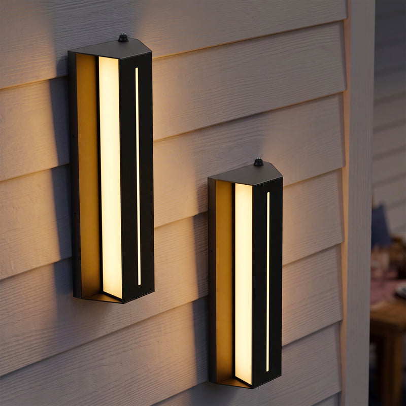 C Cattleya 14.75-Inch Dusk to Dawn Integrated LED Outdoor Wall Light with Tempered Glass,3000K Warm White (2-Pack)