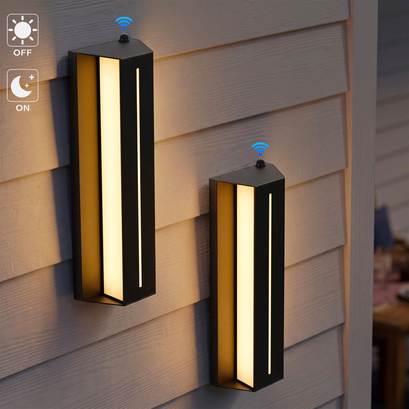C Cattleya 14.75-Inch Dusk to Dawn Integrated LED Outdoor Wall Light with Tempered Glass,3000K Warm White (2-Pack)