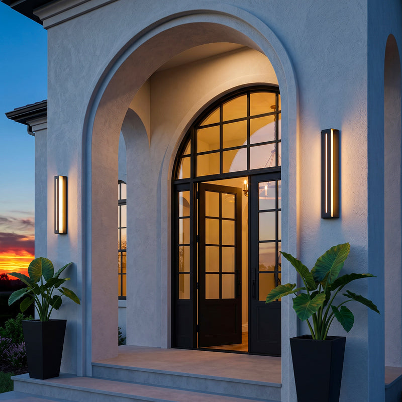 C Cattleya 22-Inch Dusk to Dawn Integrated LED Outdoor Wall Light with Tempered Glass,3000K Warm White