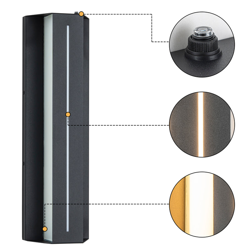 C Cattleya 22-Inch Dusk to Dawn Integrated LED Outdoor Wall Light with Tempered Glass,3000K Warm White