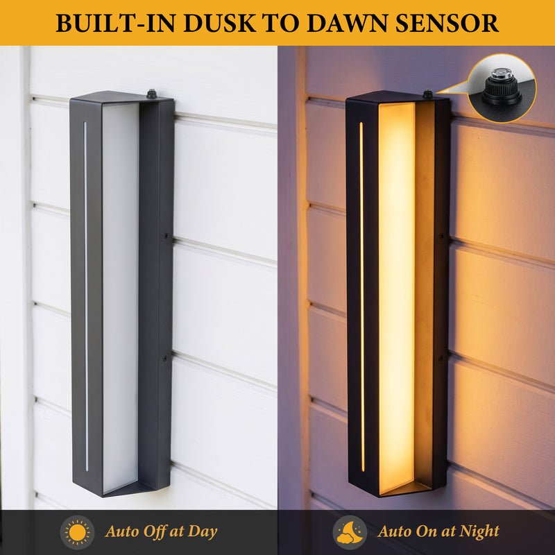 C Cattleya 22-Inch Dusk to Dawn Integrated LED Outdoor Wall Light with Tempered Glass,3000K Warm White