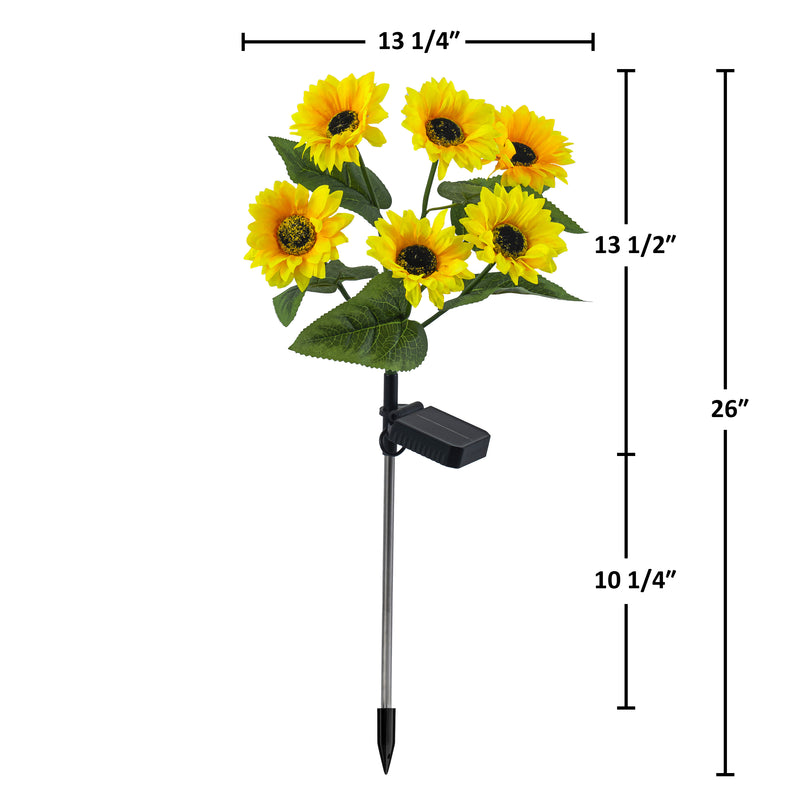 3-Pack Solar Sunflower Stake Lights, LED Outdoor Garden Lights, Waterproof Landscape Pathway Decor, Auto On/Off
