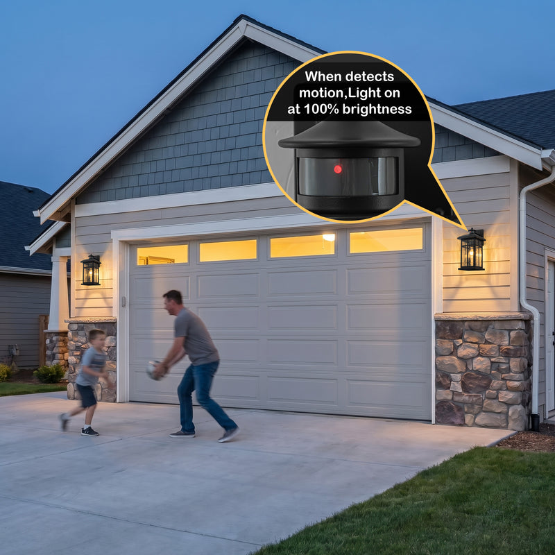 C Cattleya 16-in H Matte Black Hardwired Motion Sensor Dusk to Dawn  Outdoor Wall Light  With  Ripple  Glass