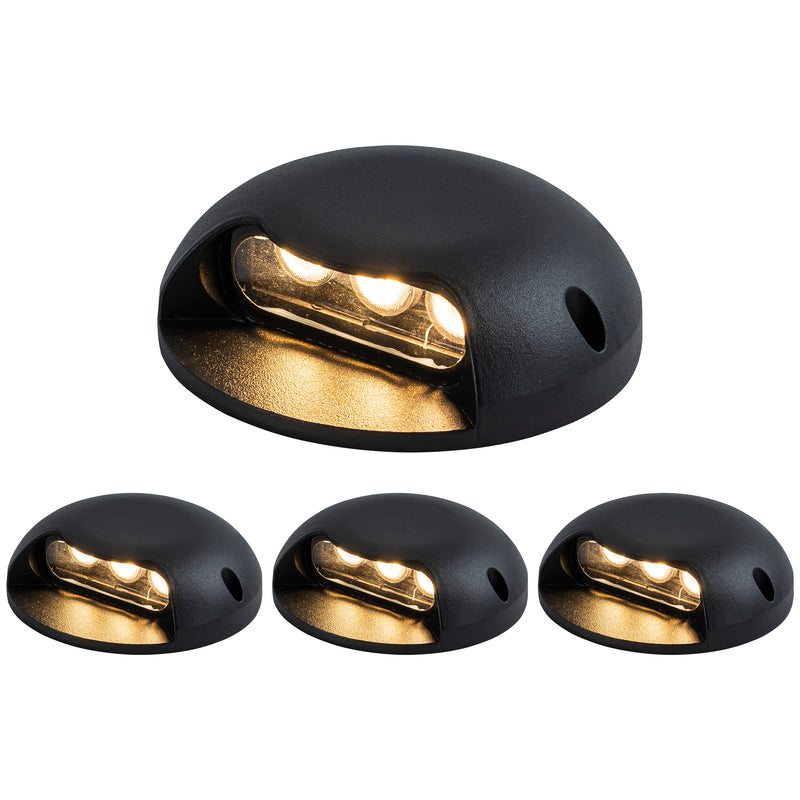 C Cattleya 4-Pack Low Voltage 12V Mate Black LED Outdoor Step Lights,Warm White Light