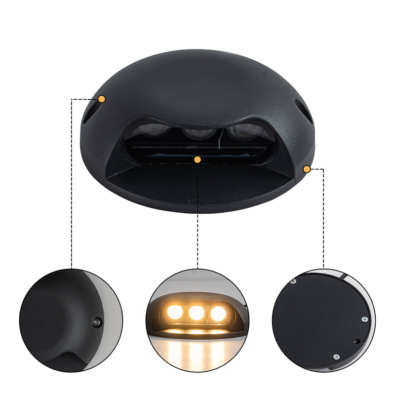 C Cattleya 4-Pack Low Voltage 12V Mate Black LED Outdoor Step Lights,Warm White Light