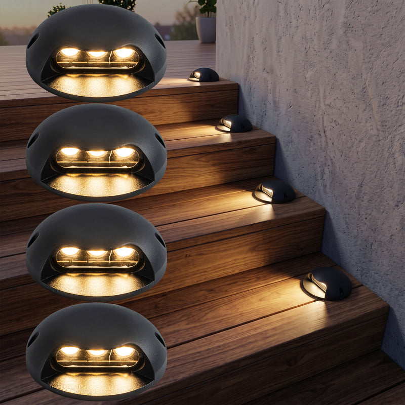 C Cattleya 4-Pack Low Voltage 12V Mate Black LED Outdoor Step Lights,Warm White Light