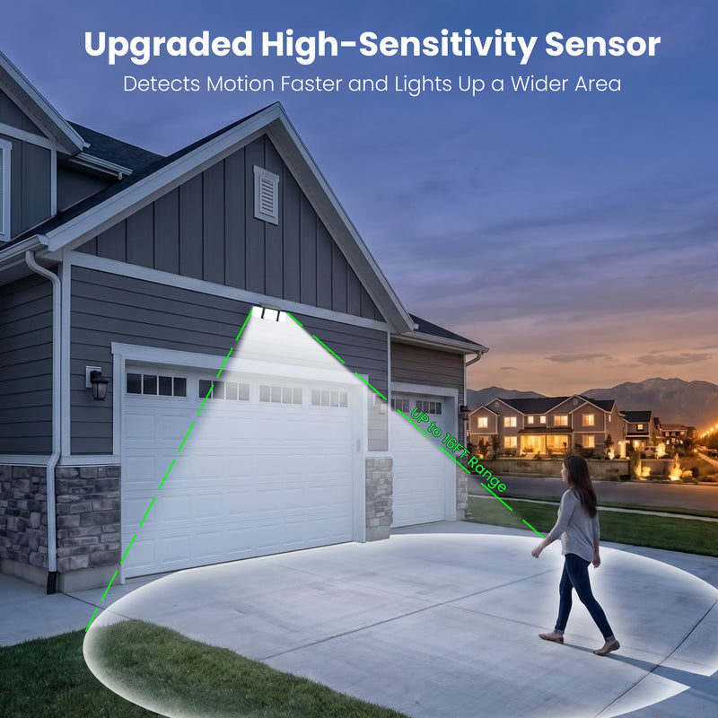 C Cattleya 2 Pack 3-Light 6500K LED Motion Sensor Solar Security Lights
