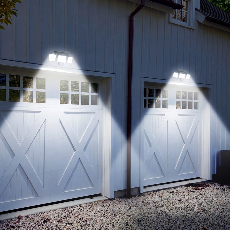 C Cattleya 2 Pack 3-Light 6500K LED Motion Sensor Solar Security Lights