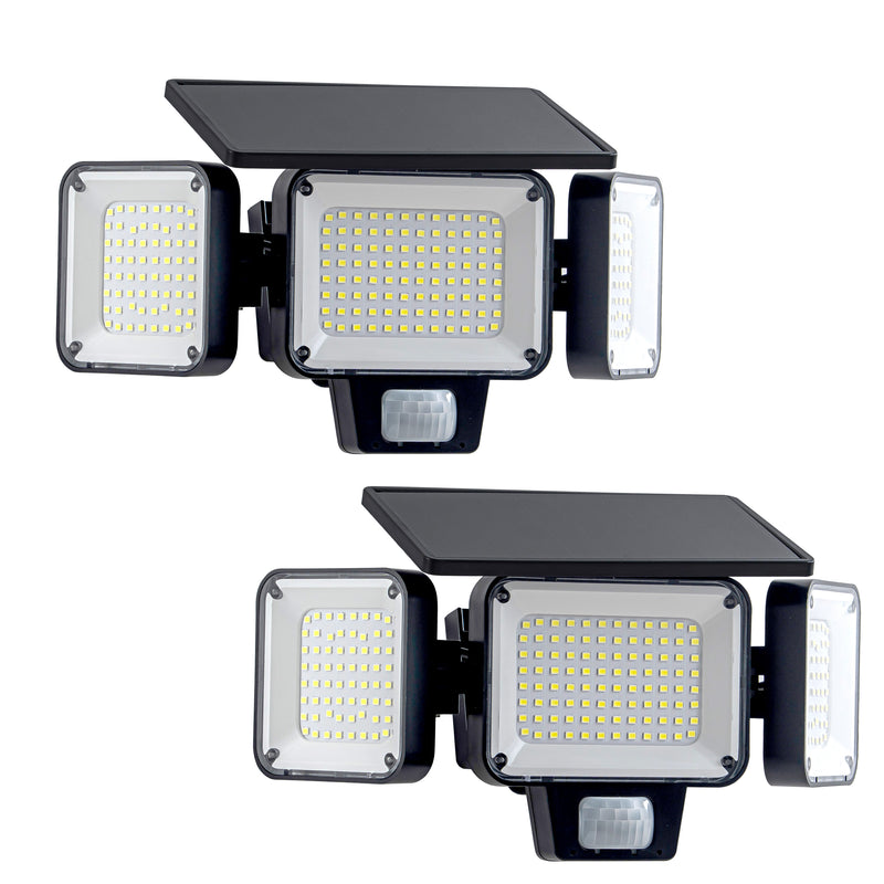 C Cattleya 2 Pack 3-Light 6500K LED Motion Sensor Solar Security Lights