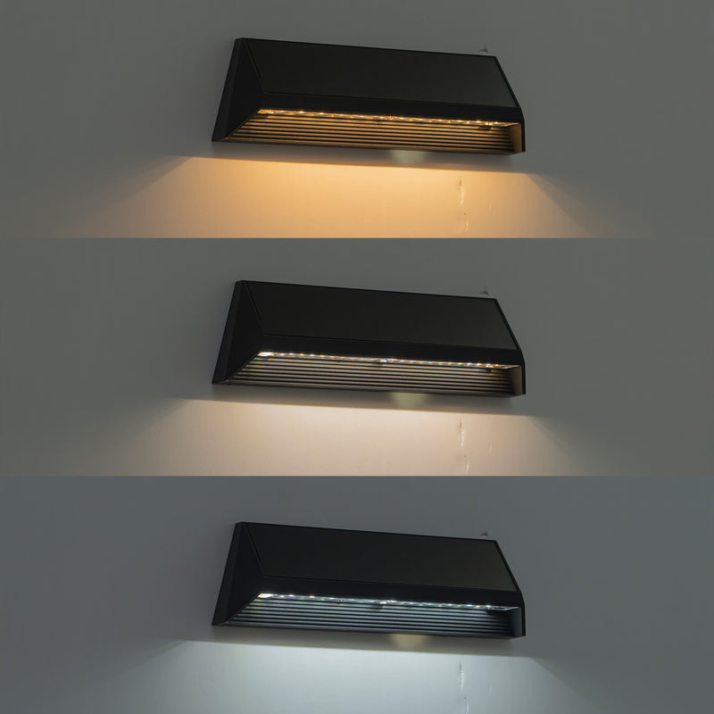 4-Pack Modern Wedge-Shaped Solar Fence Lights for Outdoor Walls