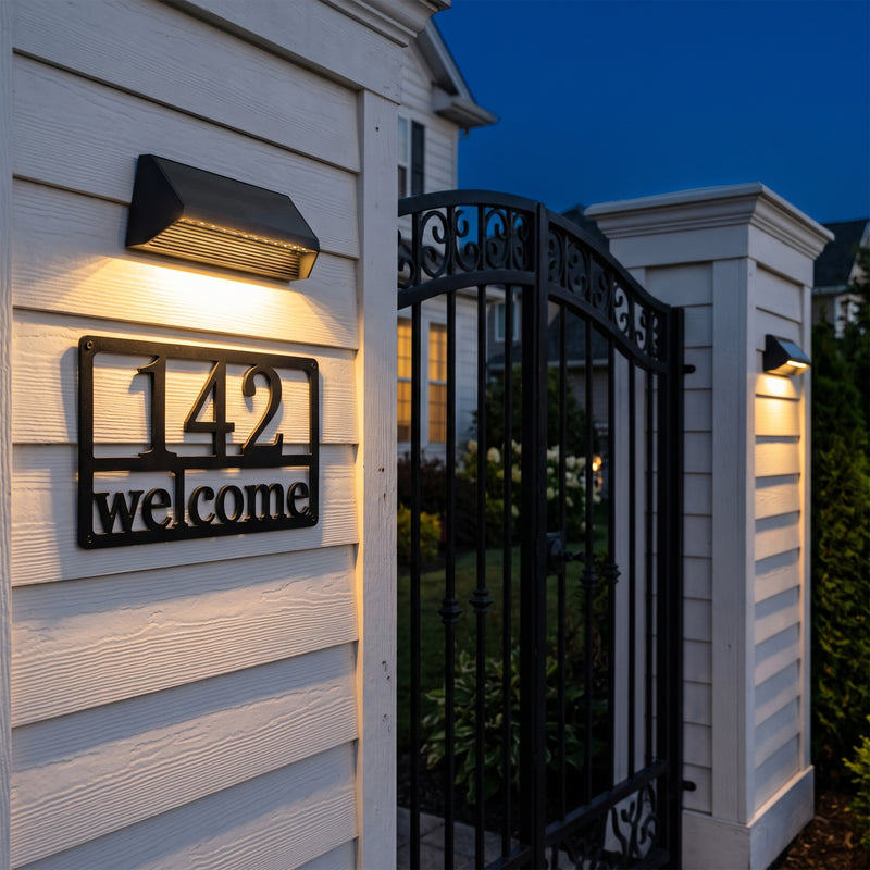 4-Pack Modern Wedge-Shaped Solar Fence Lights for Outdoor Walls