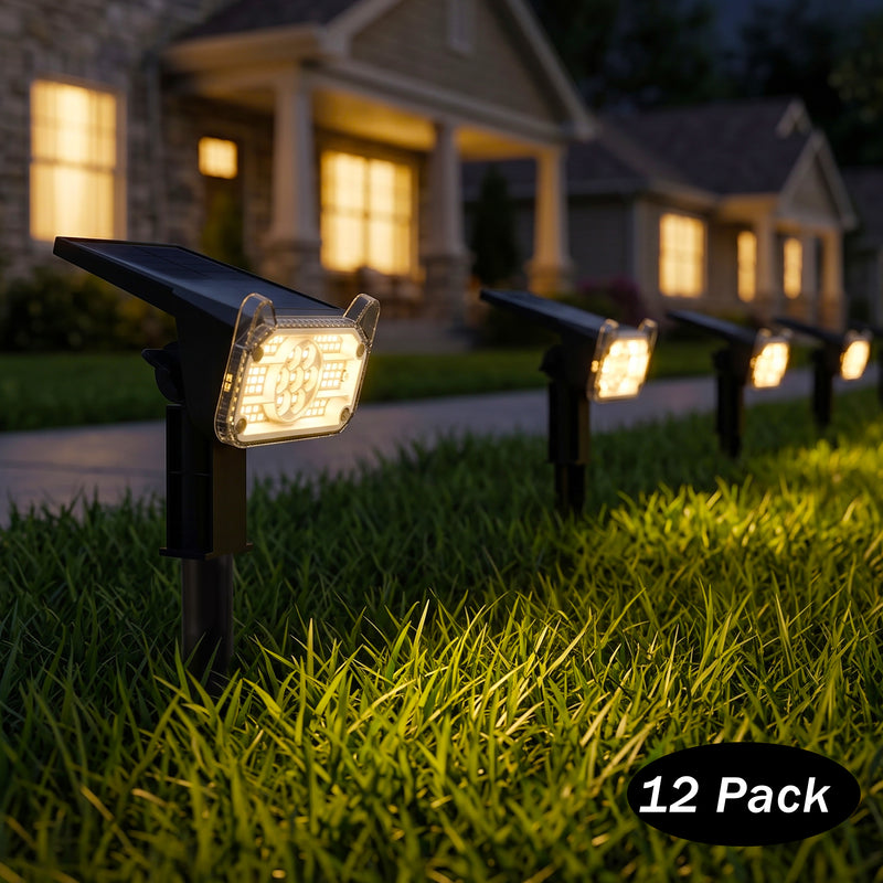 C Cattleya 14.75-Inch Black Integrated LED Outdoor Solar Landscape Spotlights & 2-in-1 Wall Lights(12-Pack)