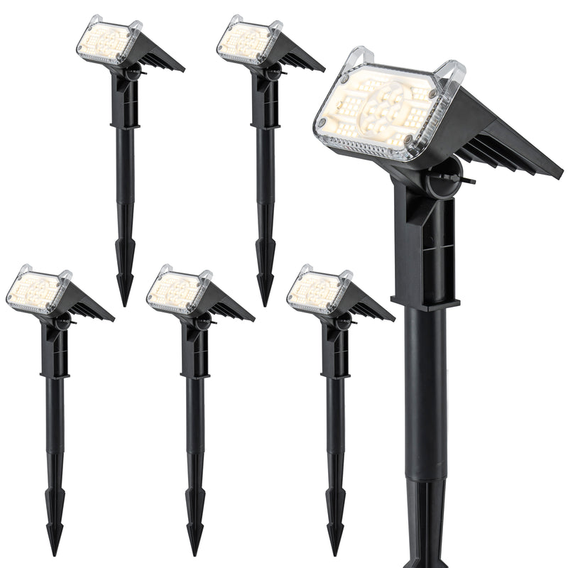 C Cattleya 14.75-Inch Black Integrated LED Outdoor Solar Landscape Spotlights & 2-in-1 Wall Lights(6-Pack)