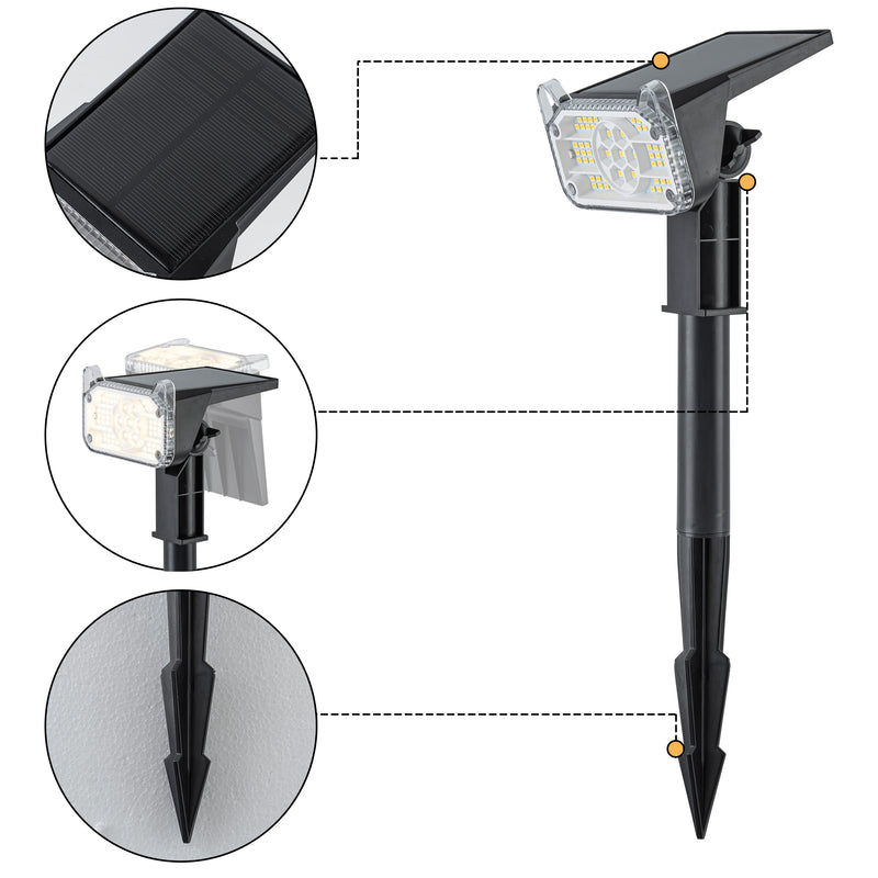 C Cattleya 14.75-Inch Black Integrated LED Outdoor Solar Landscape Spotlights & 2-in-1 Wall Lights(6-Pack)