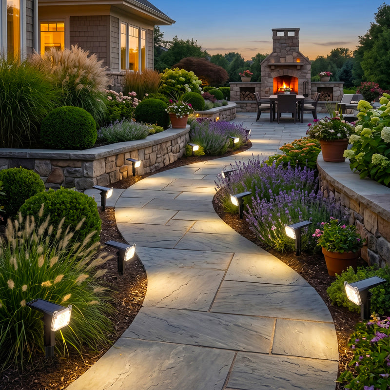 C Cattleya 14.75-Inch Black Integrated LED Outdoor Solar Landscape Spotlights & 2-in-1 Wall Lights(6-Pack)