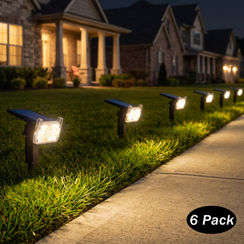 C Cattleya 14.75-Inch Black Integrated LED Outdoor Solar Landscape Spotlights & 2-in-1 Wall Lights(6-Pack)