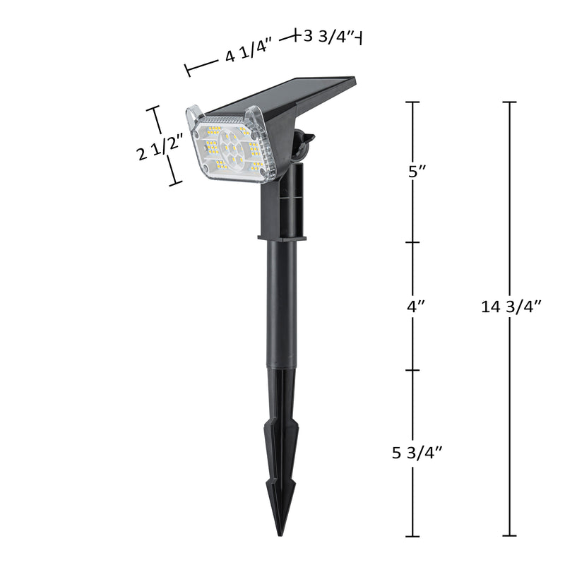 C Cattleya 14.75-Inch Black Integrated LED Outdoor Solar Landscape Spotlights & 2-in-1 Wall Lights(12-Pack)