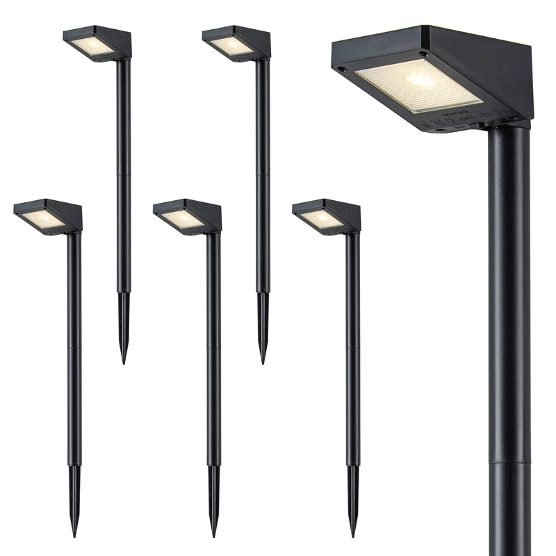 C Cattleya 19.25-Inch Black Integrated LED Outdoor Solar Landscape Path Light,3000K Warm White (6-Pack)