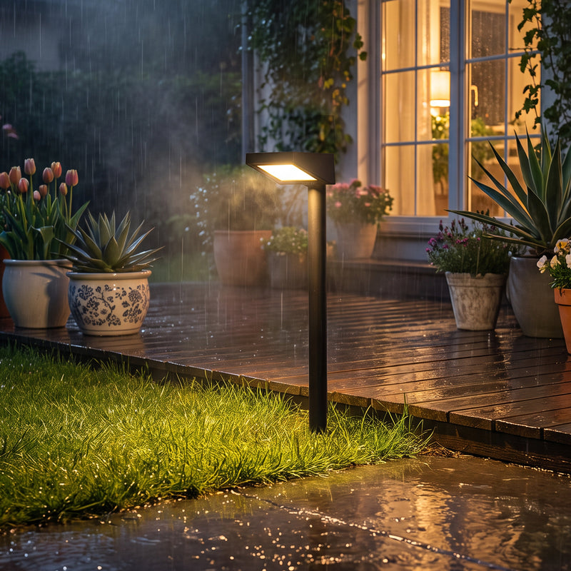 C Cattleya 19.25-Inch Black Integrated LED Outdoor Solar Landscape Path Light,3000K Warm White (6-Pack)