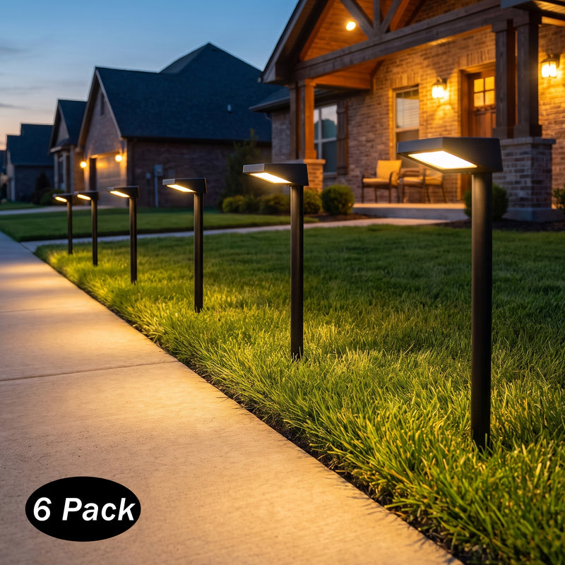 C Cattleya 19.25-Inch Black Integrated LED Outdoor Solar Landscape Path Light,3000K Warm White (6-Pack)