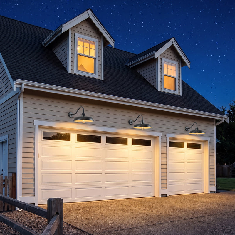 C Cattleya 2-Pack 10.5-Inch Black Outdoor Solar Barn Light with LED Bulbs