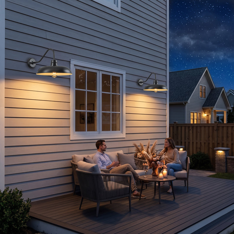 C Cattleya 2-Pack 10.5-Inch Black Outdoor Solar Barn Light with LED Bulbs