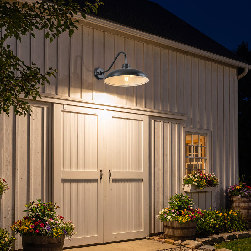C Cattleya 2-Pack 10.5-Inch Black Outdoor Solar Barn Light with LED Bulbs