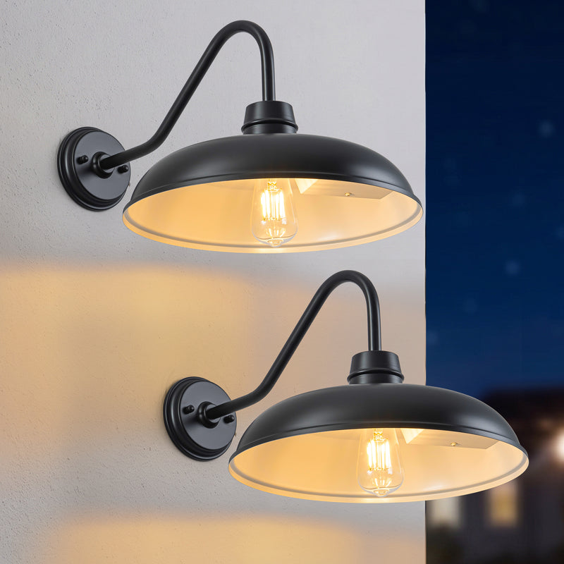 C Cattleya 2-Pack 10.5-Inch Black Outdoor Solar Barn Light with LED Bulbs