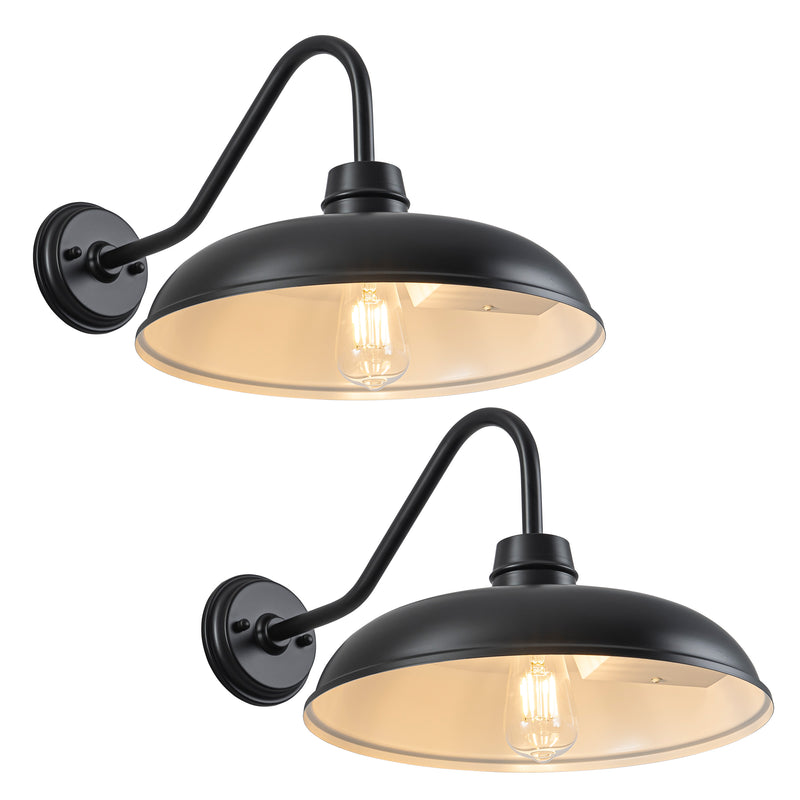 C Cattleya 2-Pack 9.5-Inch Black Outdoor Solar Barn Light with LED Bulbs