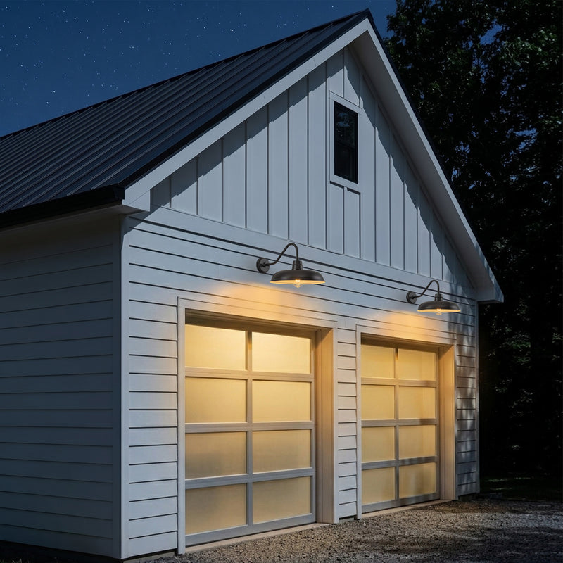 C Cattleya 2-Pack 9.5-Inch Black Outdoor Solar Barn Light with LED Bulbs