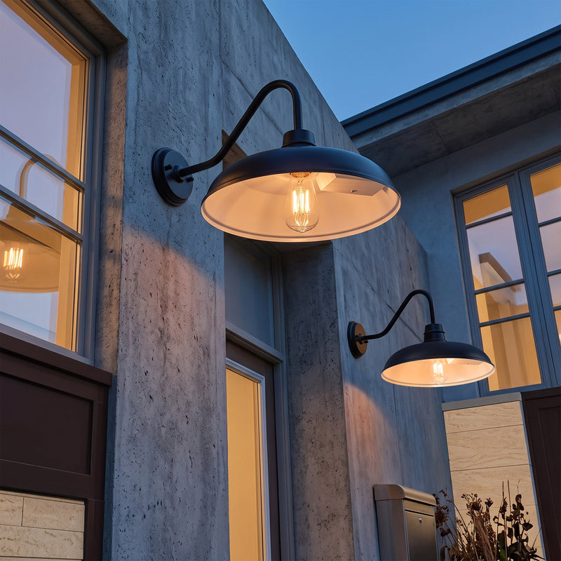 C Cattleya 2-Pack 9.5-Inch Black Outdoor Solar Barn Light with LED Bulbs