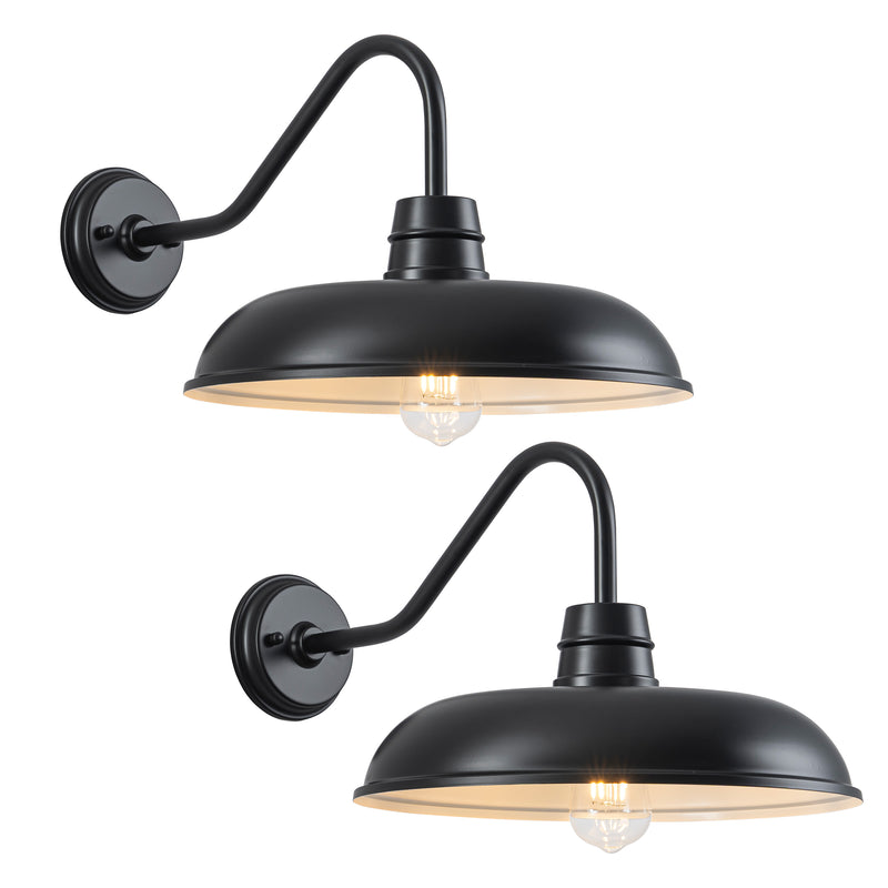 C Cattleya 2-Pack 9.5-Inch Black Outdoor Solar Barn Light with LED Bulbs