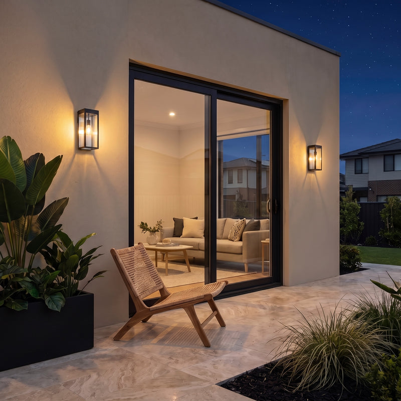 C Cattleya 2-Pack 11.75-Inch Matte Black Solar Outdoor Wall Lantern with Clear Tempered Glass(Light Bulbs Included)