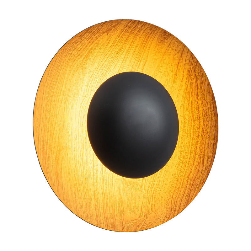 C Cattleya 11.75-Inch Walnut Wood Grain and Matte Black Outdoor LED Wall Sconce,3000K Warm White