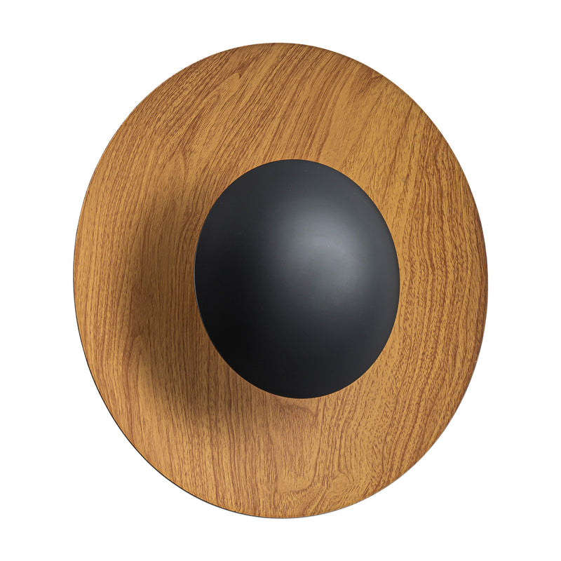 C Cattleya 11.75-Inch Walnut Wood Grain and Matte Black Outdoor LED Wall Sconce,3000K Warm White