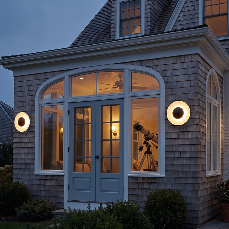 C Cattleya 11.75-Inch Modern Matte Black and White Outdoor LED Wall Sconce,3000K Warm White