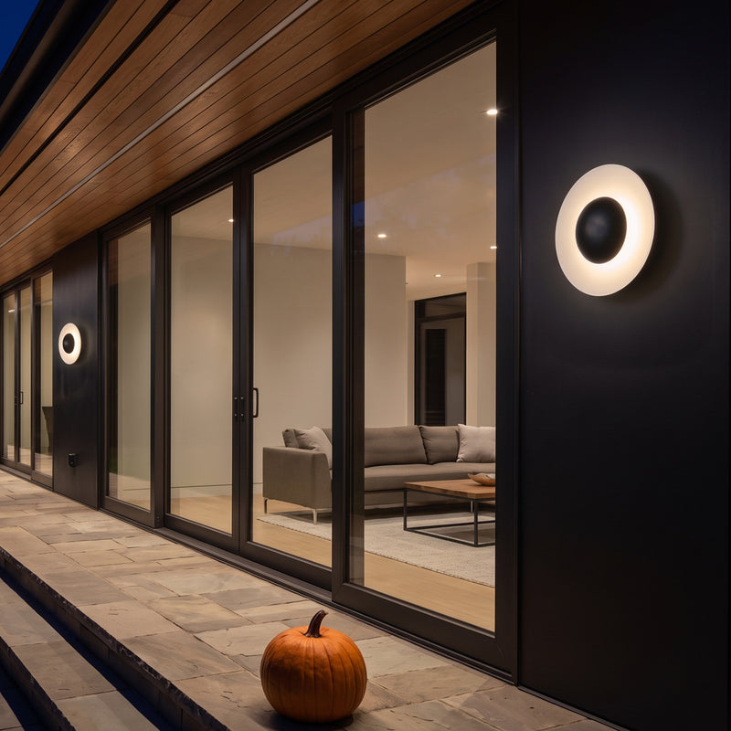 C Cattleya 11.75-Inch Modern Matte Black and White Outdoor LED Wall Sconce,3000K Warm White