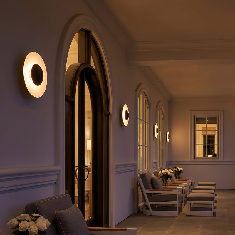 C Cattleya 11.75-Inch Modern Matte Black and White Outdoor LED Wall Sconce,3000K Warm White