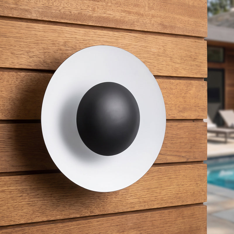 C Cattleya 11.75-Inch Modern Matte Black and White Outdoor LED Wall Sconce,3000K Warm White