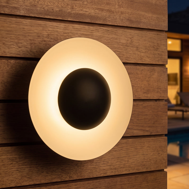 C Cattleya 11.75-Inch Modern Matte Black and White Outdoor LED Wall Sconce,3000K Warm White