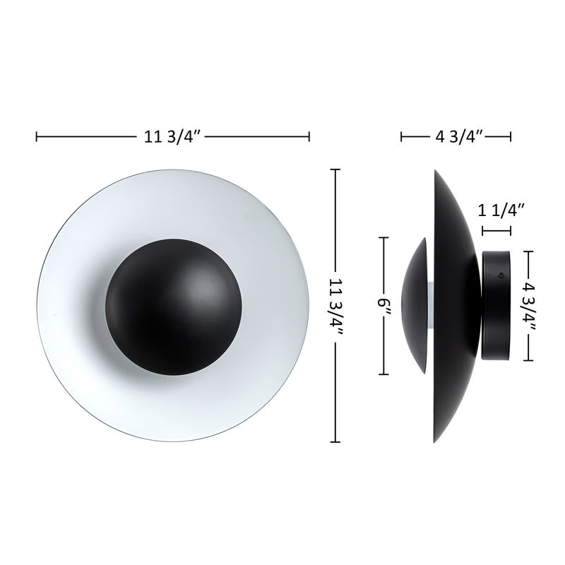 C Cattleya 11.75-Inch Modern Matte Black and White Outdoor LED Wall Sconce,3000K Warm White
