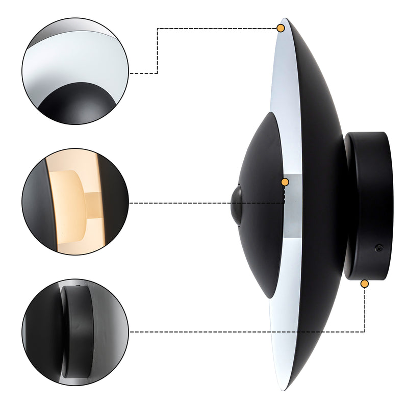 C Cattleya 11.75-Inch Matte Black and White Motion Sensor Outdoor LED Wall Sconce,3000K Warm White