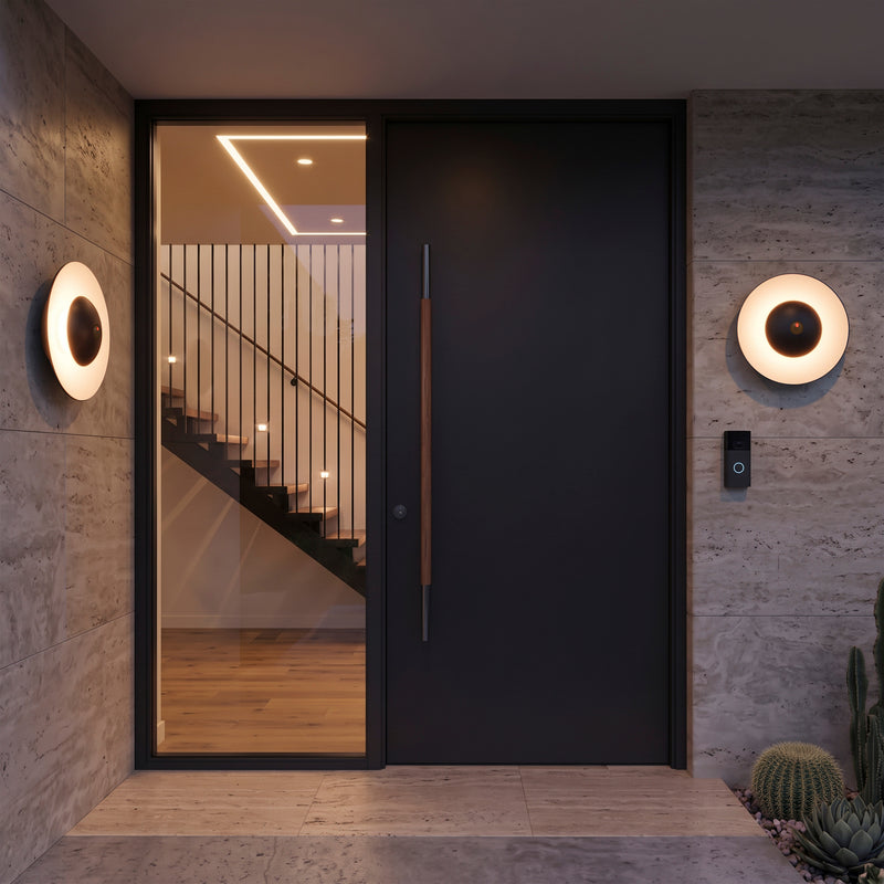 C Cattleya 11.75-Inch Matte Black and White Motion Sensor Outdoor LED Wall Sconce,3000K Warm White
